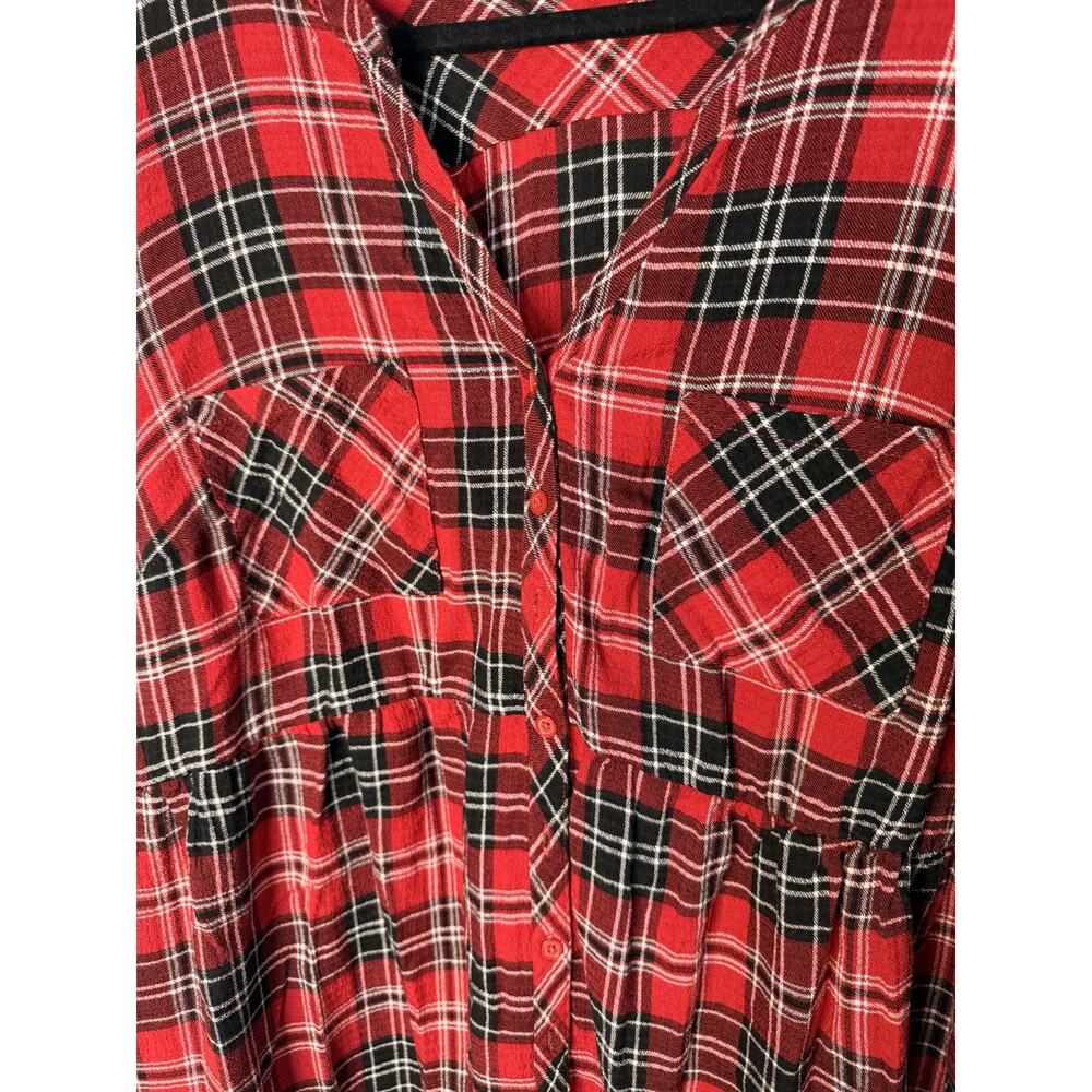 Torrid Red Black Plaid Pullover Flannel Blouse Size 3x - Picture 2 of 6